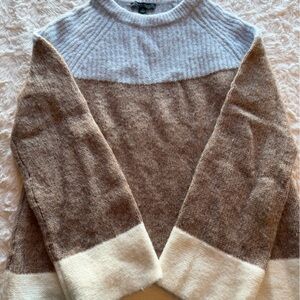 Ann Taylor Brown and Cream Colorblock Sweater
